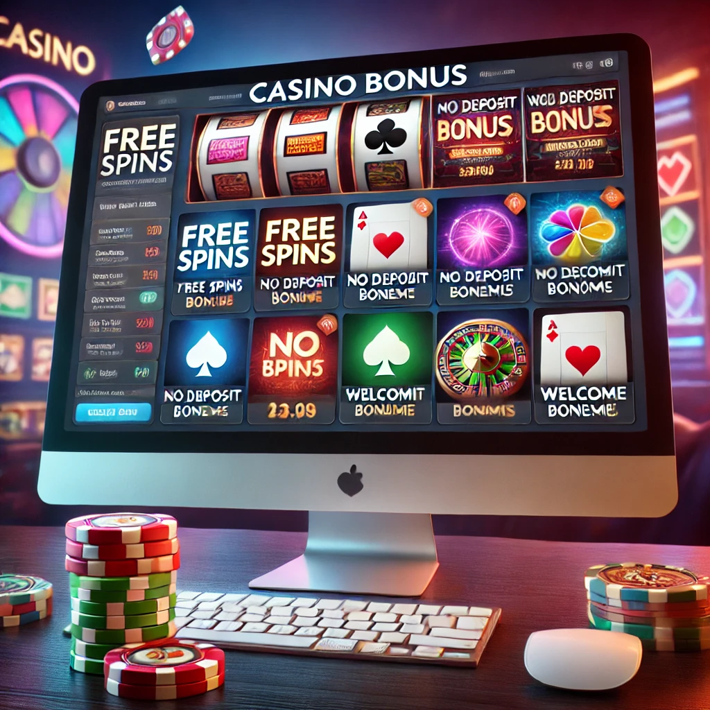 Casino bonus page with offers and promotions