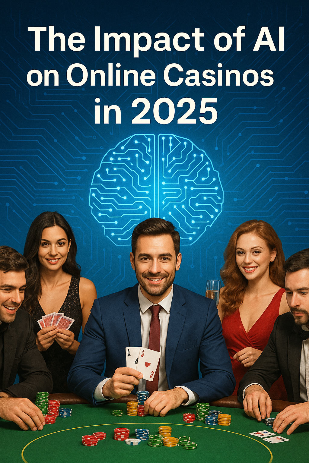The Impact of AI on Online Casinos in 2025 People at a casino table with AI digital background